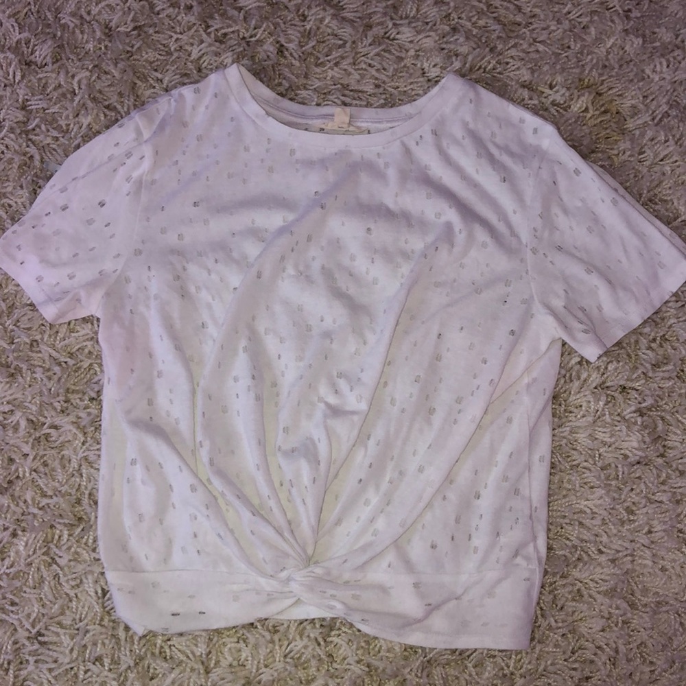 Distressed white tee